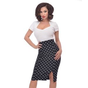 Rock Steady Polka Dot Pencil Skirt in Black